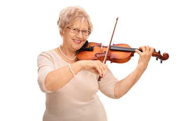 Mature woman playing an acoustic violin