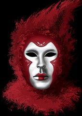 masque de carnaval de Venise rouge