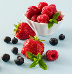 Fresh summer berries, strawberry, raspberry, blueberry