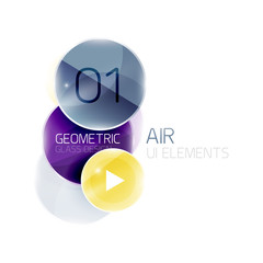 Abstract glass circles with sample text. Option info banner