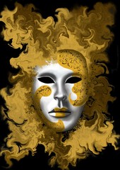 Fototapety  złota maska karnawałowa w wenecji