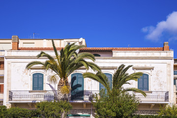 Sicilian house with palm trees - Pozzallo, Sicily, Italy