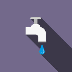 Fototapeta premium Dripping tap with drop icon, flat style