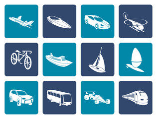 Flat different kind of transportation and travel icons - vector icon set