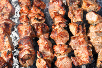 Barbecue grill meat, close-up