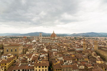 Fototapeta na wymiar Panoramic of the historic downtown of Florence during a cloudy day