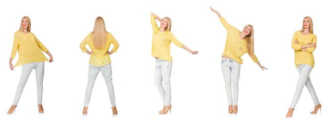Composite photo of woman in various poses