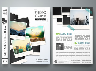 Fototapeta na wymiar Brochure magazine poster about photography.Flyers design template vector.Leaflet cover book business presentation with photograph background.Layout in A4 size.illustration.