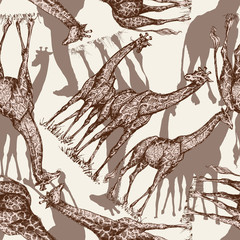 Naklejka premium Animal print,, giraffe seamless pattern