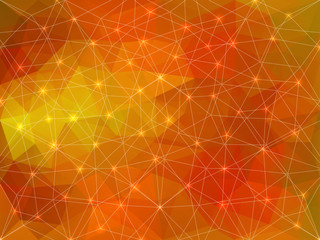 Abstract  polygonal background with shining dots  and crossing lines