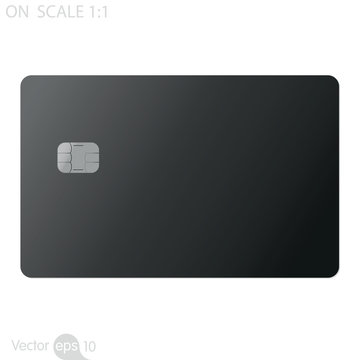 Black credit card on white background