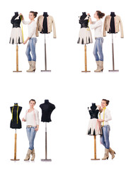 Woman tailor working on dress