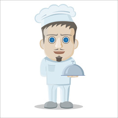 Cartoon cook on white background. Vector illustration.