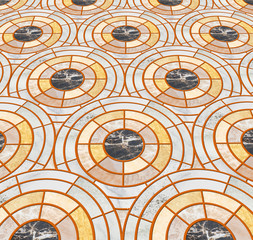 Closeup surface tile circle pattern by mix of color marble stone floor texture background