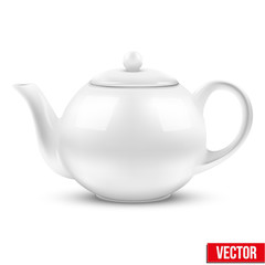 White ceramic teapot. Vector illustration.