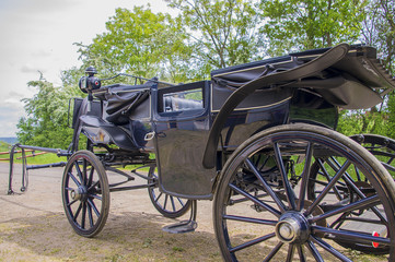 Fototapeta premium Black carriage for horse riding.