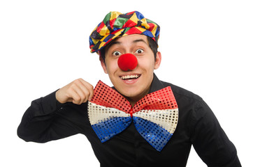 Funny clown isolated on white background