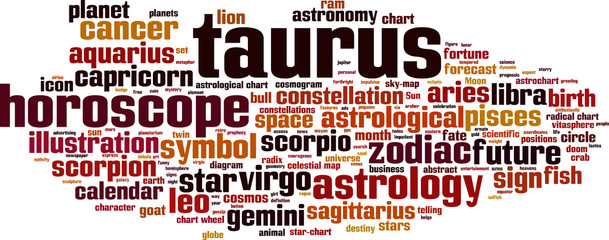 Taurus word cloud concept. Vector illustration