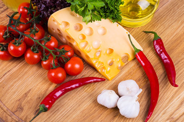 cheese with fresh vegetables