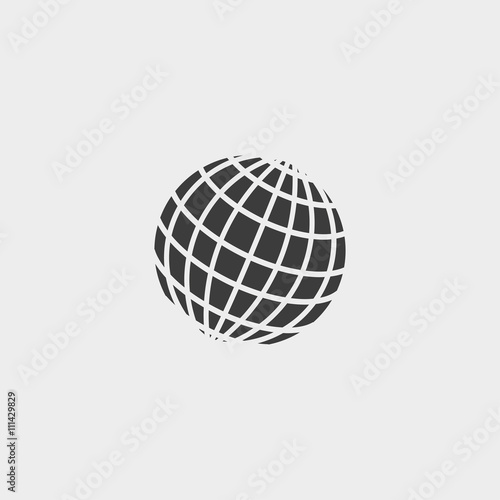 "Globe icon in a flat design in black color. Vector illustration eps10
