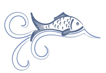 Logo of fish with wave. 