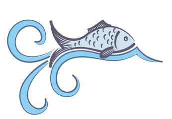 Logo of fish with wave. 