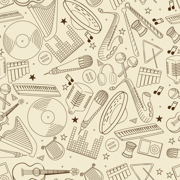 Music seamless retro vector illustration