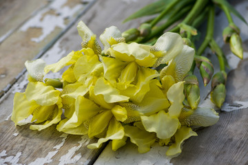 Букет ирисов на столе