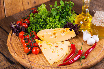 cheese with fresh vegetables