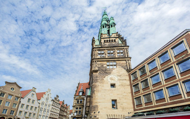 Obraz na płótnie Canvas Stadthausturm am Prinzipalmarkt Münster Westfalen