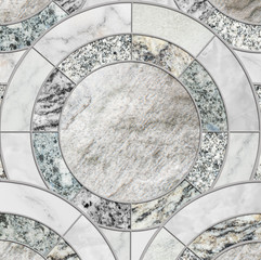 Closeup surface tile circle pattern by mix of color marble stone floor texture background