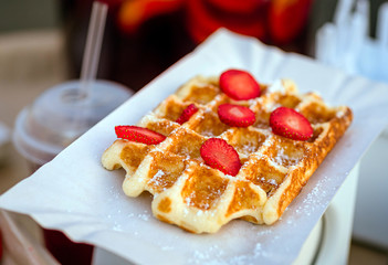 waffles with strawberries