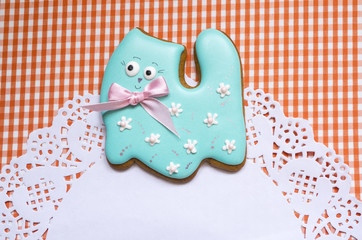 Cute background with a honey-cake cat