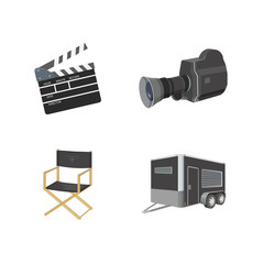 Cinema and movie illustration. Vector icons.