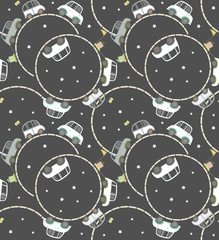 Cars traveling in big space. Vector pattern illustration.