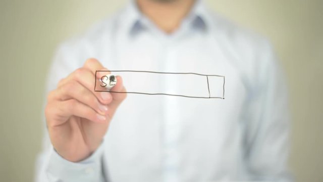 Online Search Bar,  Man writing on transparent screen