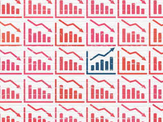 Fototapeta premium Finance concept: growth graph icon on wall background
