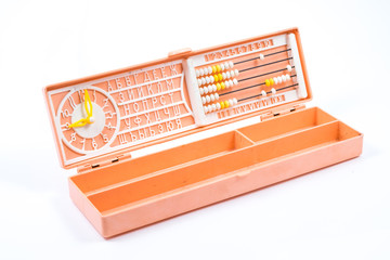 Retro soviet children's pen case open