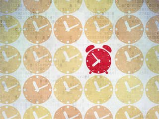 Timeline concept: alarm clock icon on Digital Data Paper background