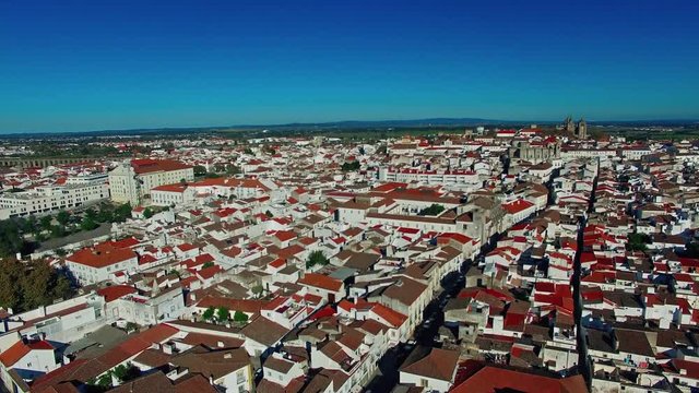 Evora city panoramic aerial view