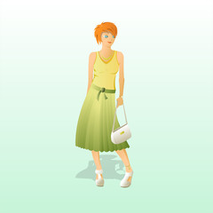 Fashion girl in stylish outfit with bag