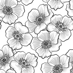 Floral seamless pattern. Flower background. Flourish bouquet sketch