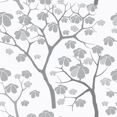 Tree seamless vector pattern. Floral garden background