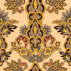 Floral seamless pattern. Geometric flower ornament Oriental flourish background. 