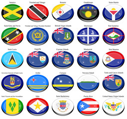 Set of icons. North and Central America's flags.   