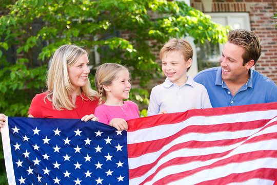 Summer: Family with American Flag