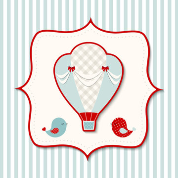 Vintage theme with retro hot air balloon, illustration