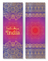 Set of Indian traditional mandala ornament illustration concept.