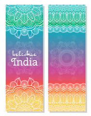 Set of Indian traditional mandala ornament illustration concept.