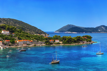 Croatia. South Dalmatia - Elaphiti Island. The island of Kolocep (Kalamota, Calamotta) situated near Dubrovnik city. Donje Celo settlement - obrazy, fototapety, plakaty